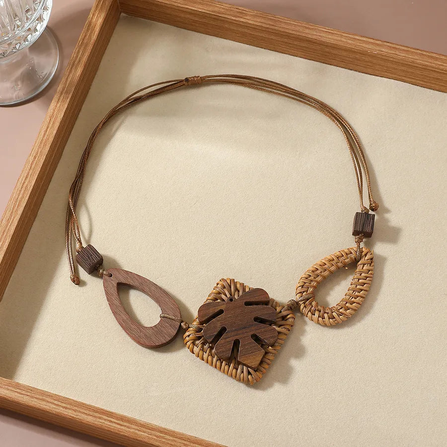 Women's Choker Necklace Geometric Wooden Beads Ethnic Style