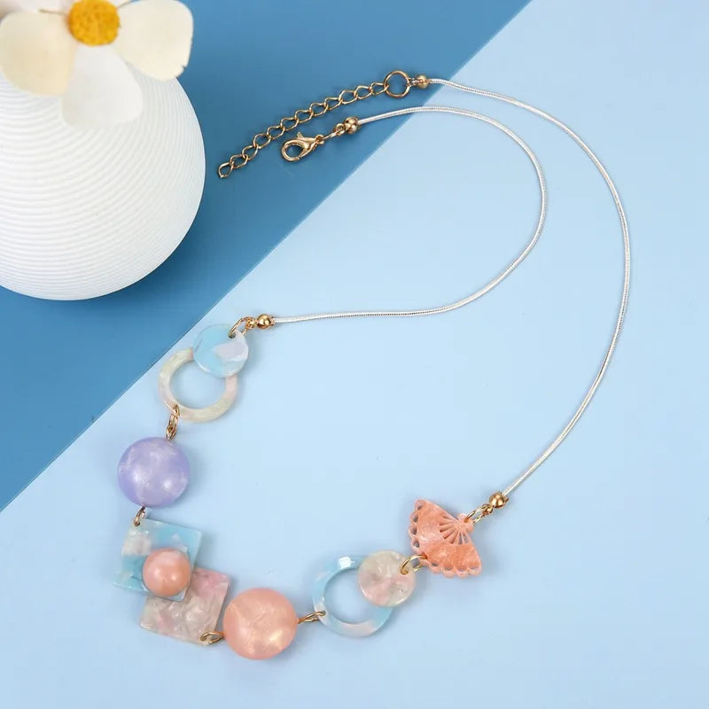 Women's Pendant Necklace Pink Acrylic Geometric Sweet Style