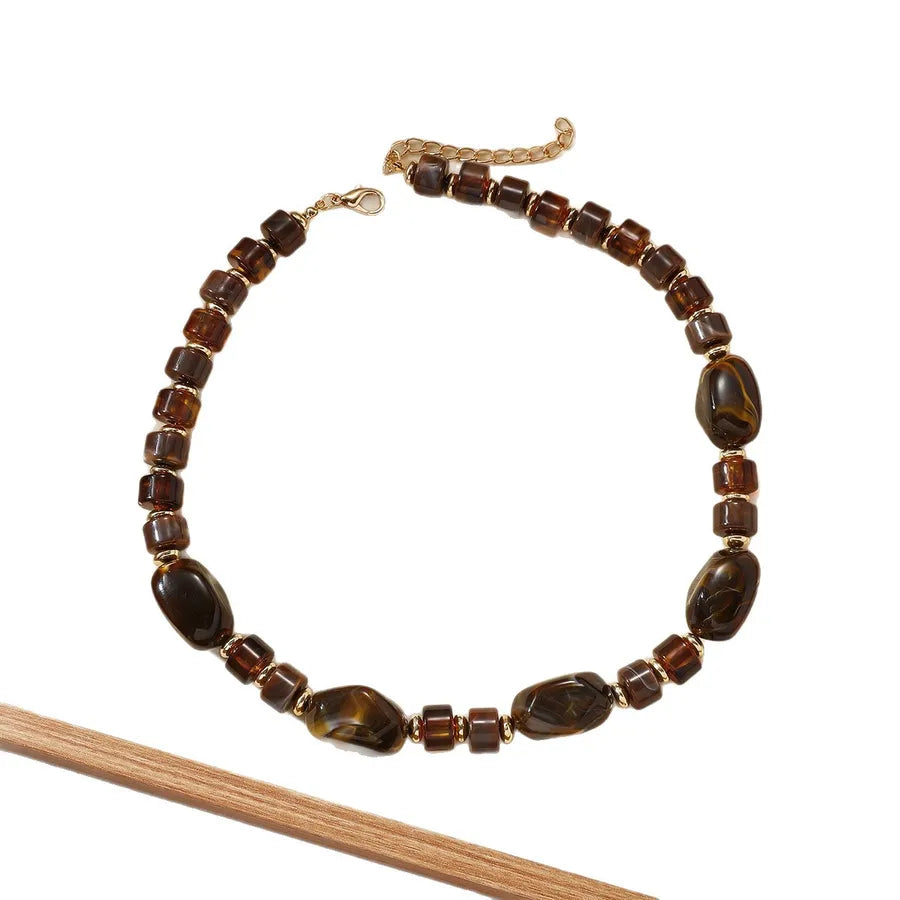 Women's Necklace Coffee Acrylic Geometric Minimalist Design
