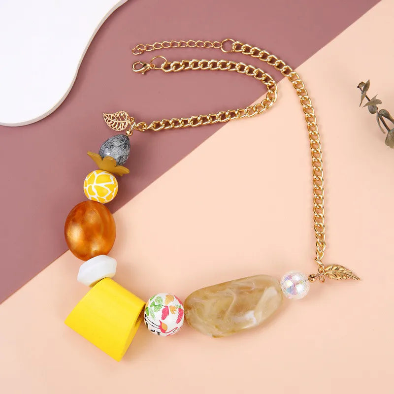 Women's Pendant Necklace Geometric Wooden Handmade Sweet Style