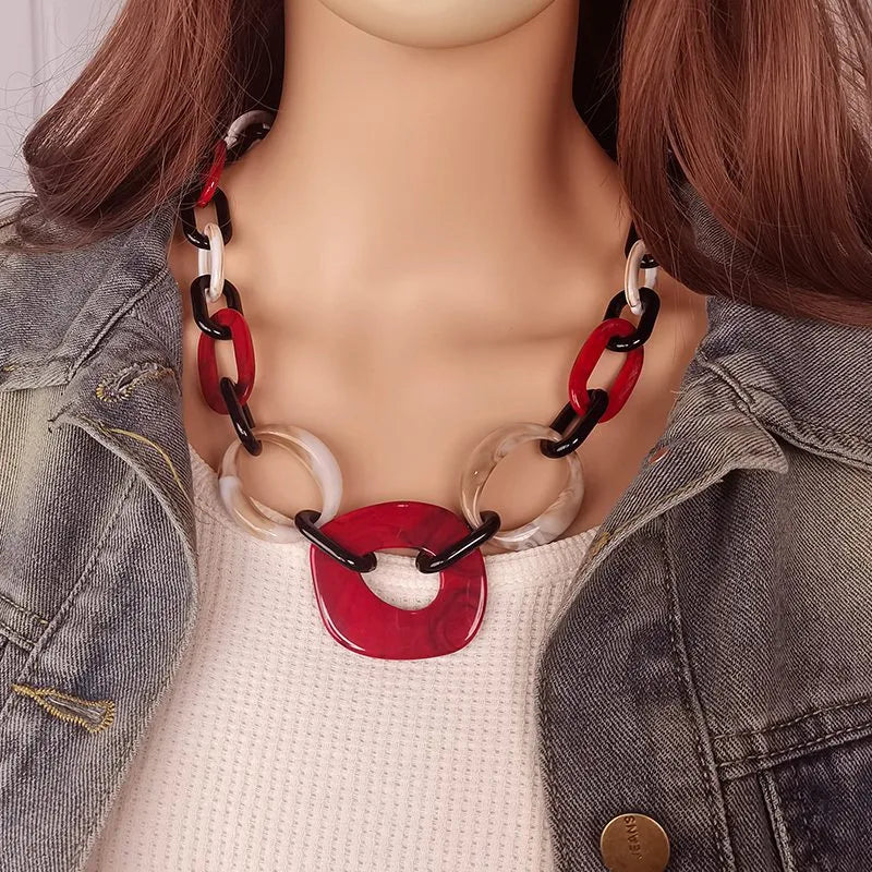 Women's Necklace Geometric Pattern Handmade Acrylic