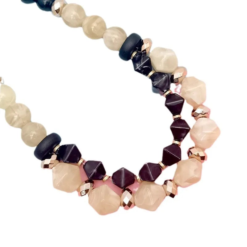 Women's Pendant Necklace Double Layer Acrylic Elegant Beaded