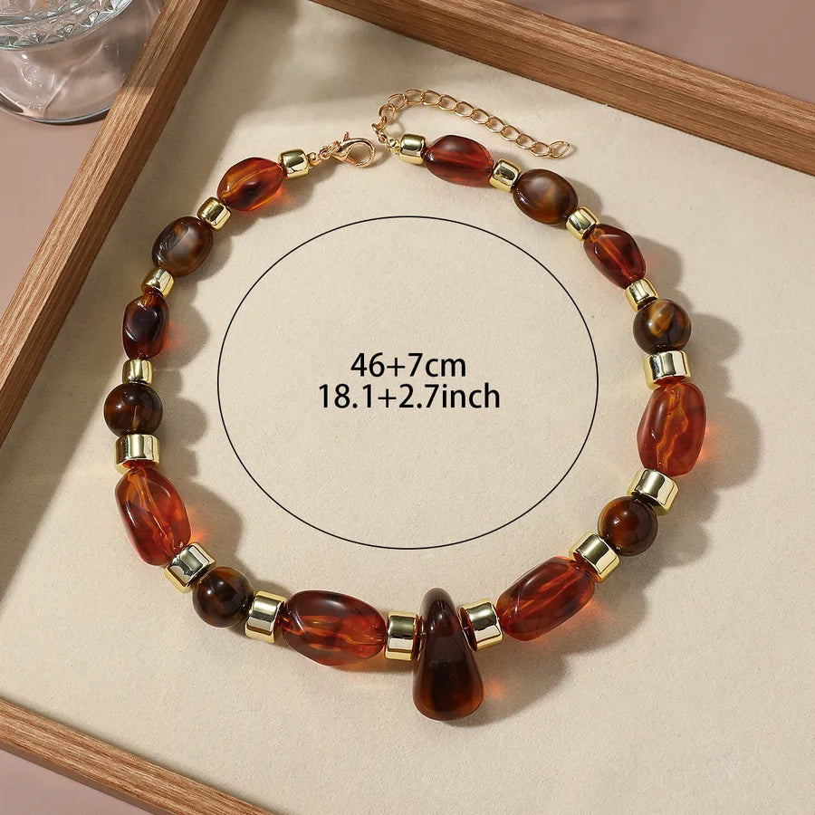 Unisex Beaded Necklace Multicolor Acrylic Geometric Design