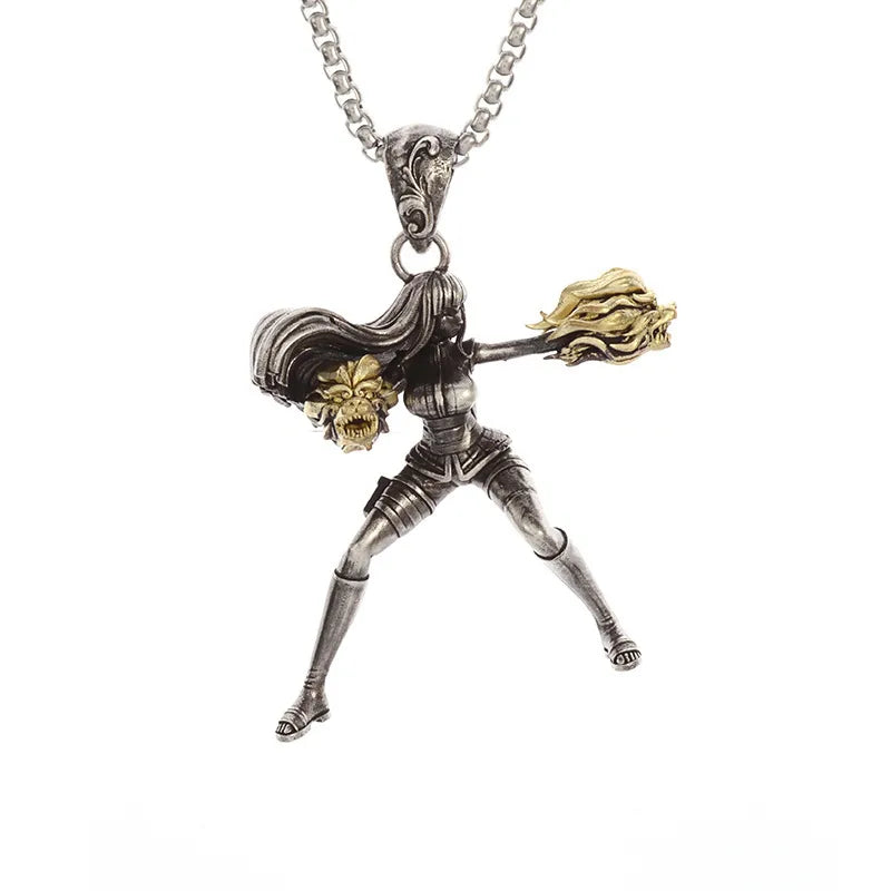Unisex Retro Cartoon Character Necklace Silver Alloy