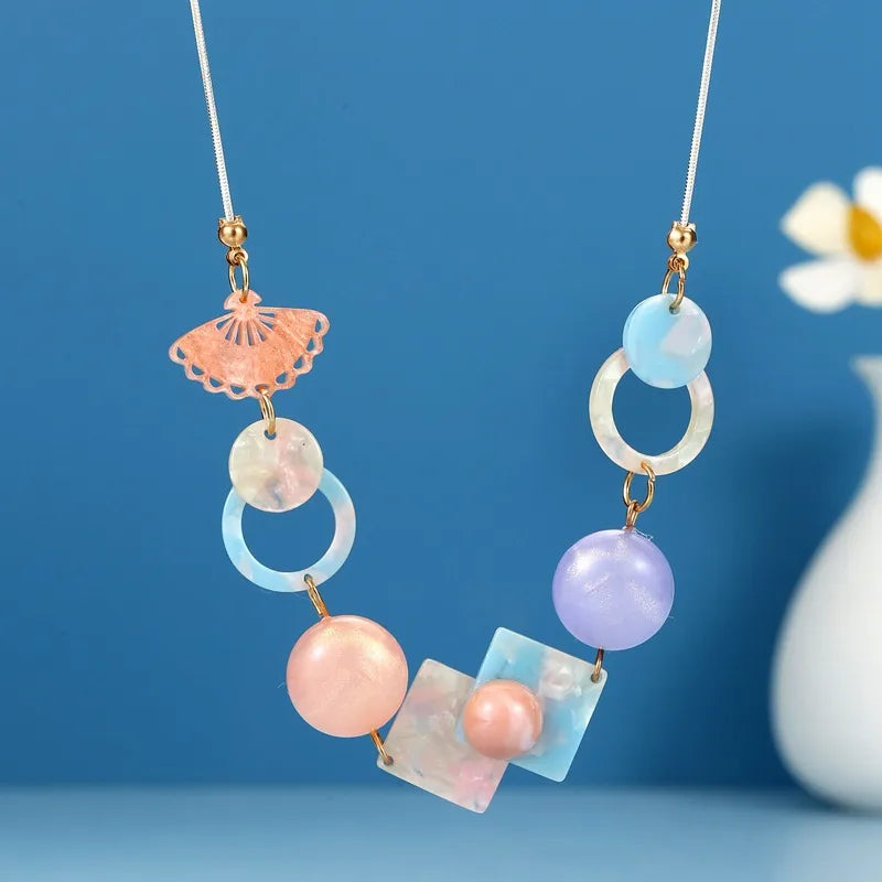 Women's Pendant Necklace Pink Acrylic Geometric Sweet Style