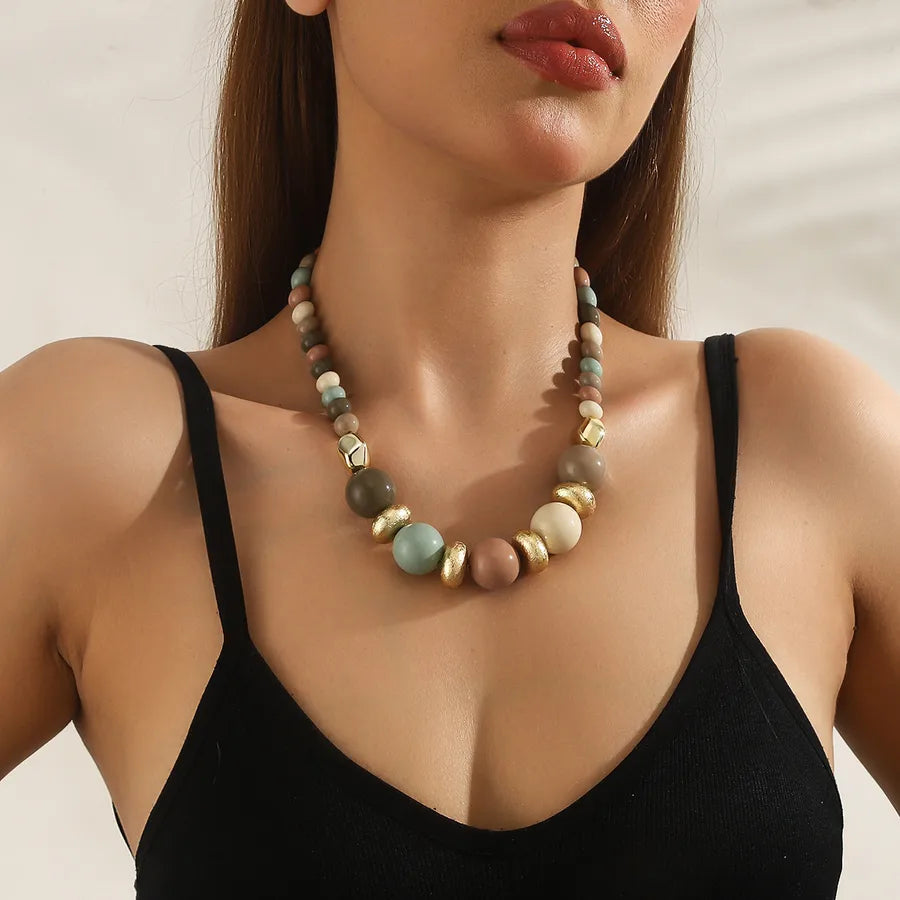 Women's Beaded Necklace Colorful Acrylic Geometric