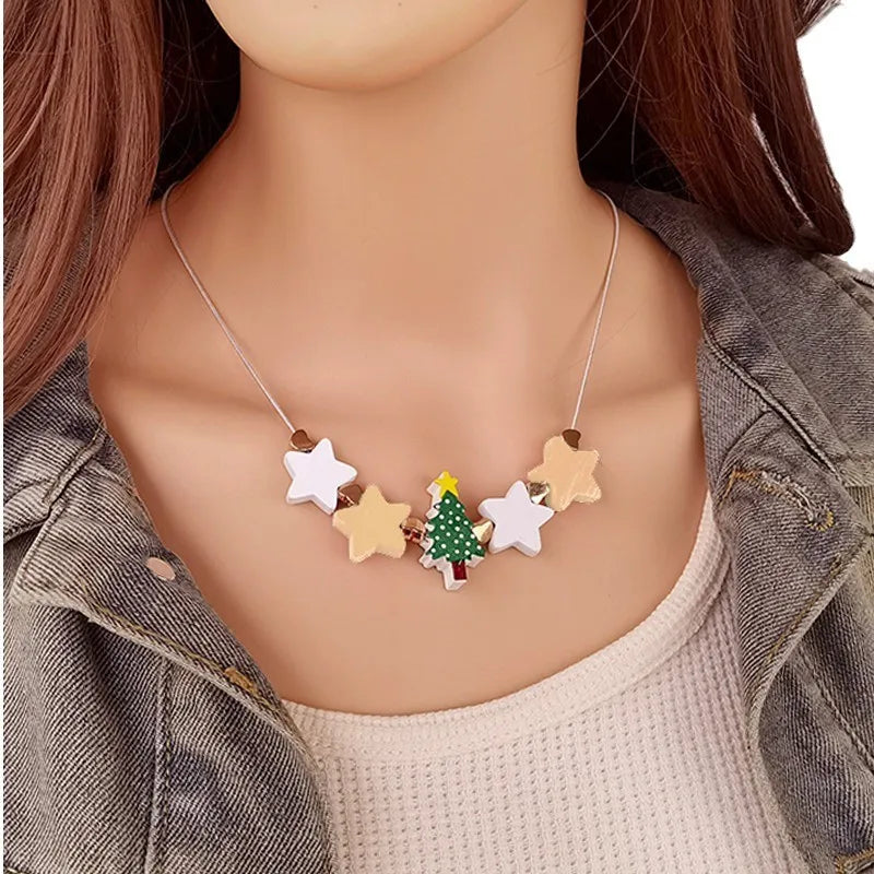 Women's Pendant Necklace Star Wood Clavicle Chain