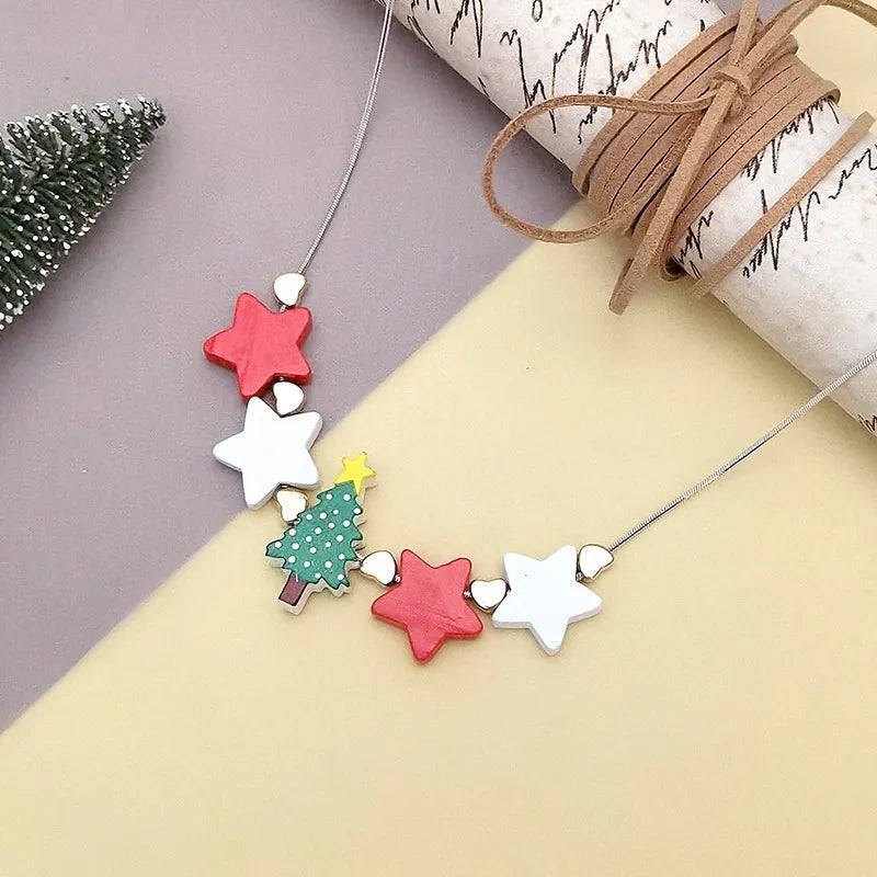 Women's Pendant Necklace Star Wood Clavicle Chain