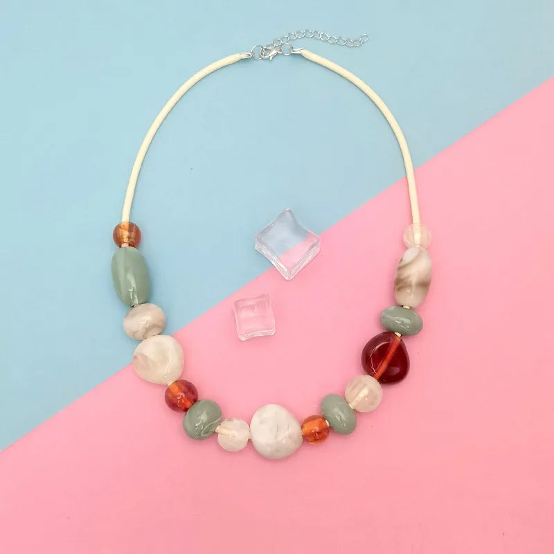 Women's Pendant Necklace Geometric Acrylic Handmade Fashion Jewelry