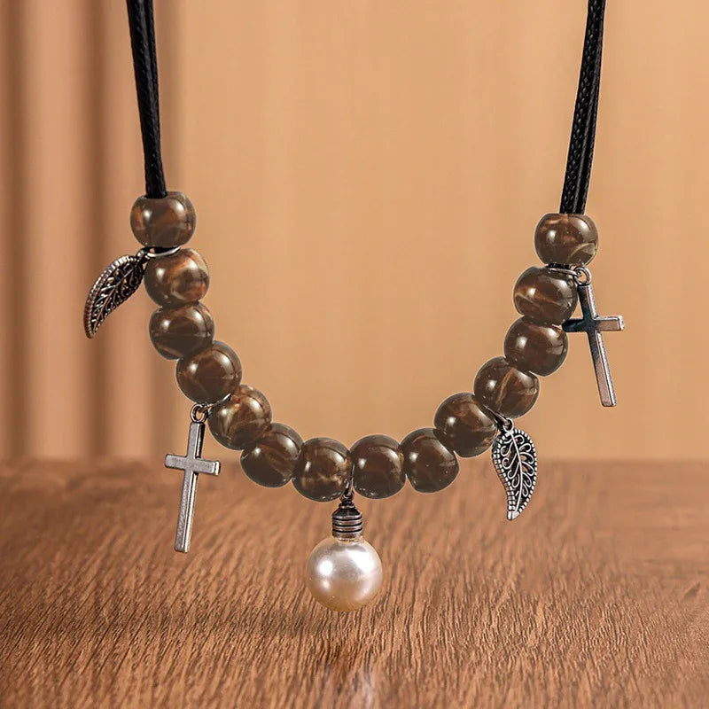 Women's Cross Necklace Geometric Acrylic Vintage Pendant