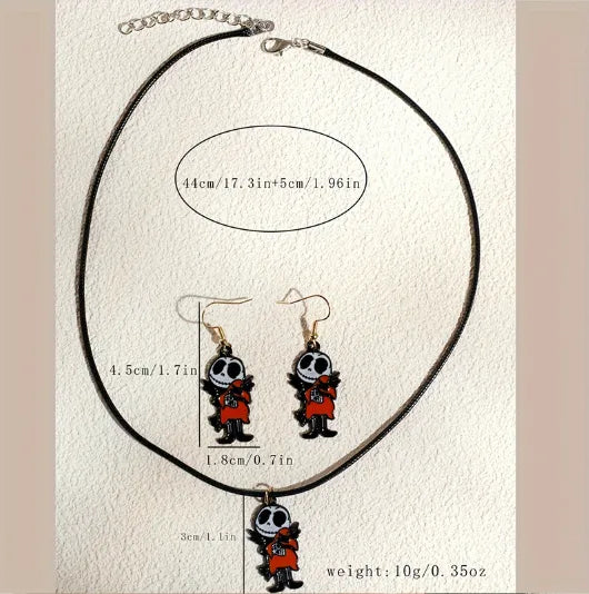Women's Halloween Jewelry Set Skull Design Zinc Alloy Necklace and Earrings