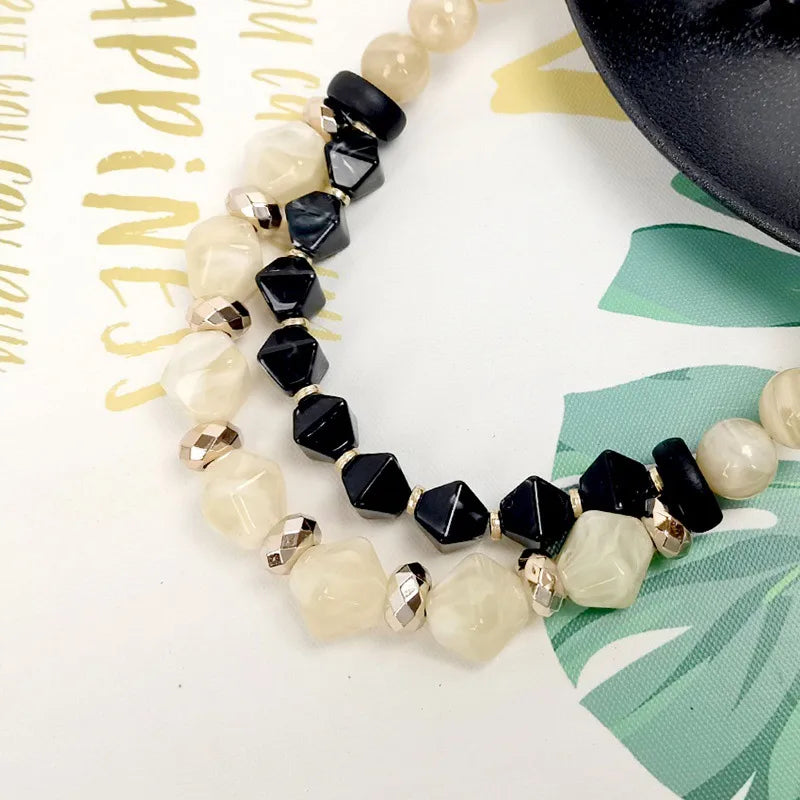 Women's Pendant Necklace Double Layer Acrylic Elegant Beaded