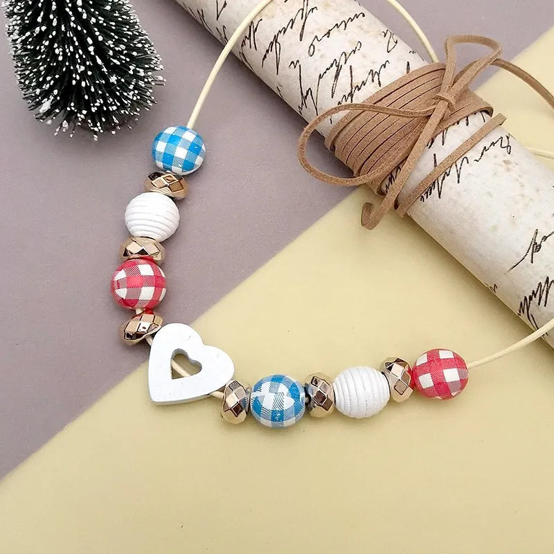 Women's Necklace Heart Shape Wood Bead Retro Jewelry