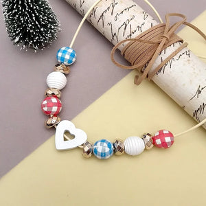 Women's Necklace Heart Shape Wood Bead Retro Jewelry