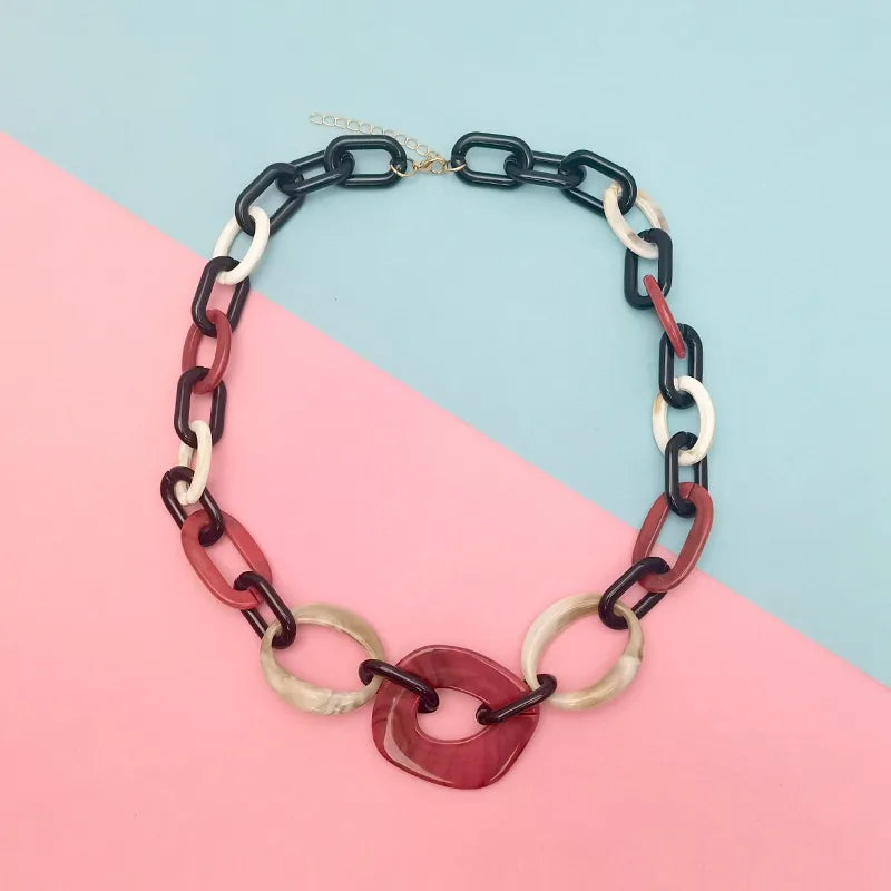 Women's Necklace Geometric Pattern Handmade Acrylic