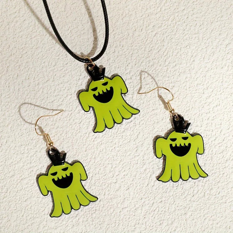 Women's Ghost Pendant Necklace and Earring Set Zinc Alloy