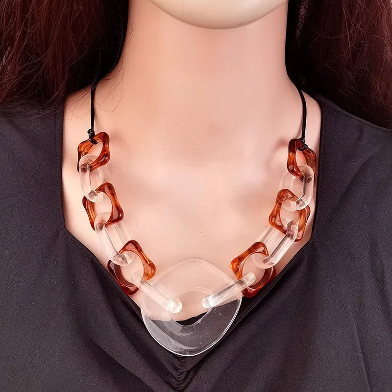 Women's Pendant Necklace Geometric Acrylic Handmade