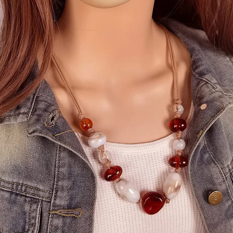 Women's Pendant Necklace Geometric Acrylic Handmade Fashion Jewelry