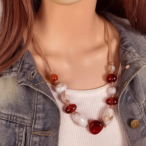 Women's Pendant Necklace Geometric Acrylic Handmade Fashion Jewelry