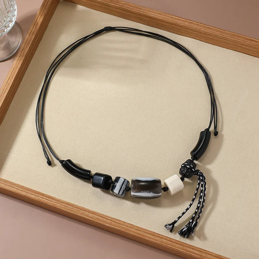 Women's Necklace Geometric Pattern Resin Adjustable Wax Rope
