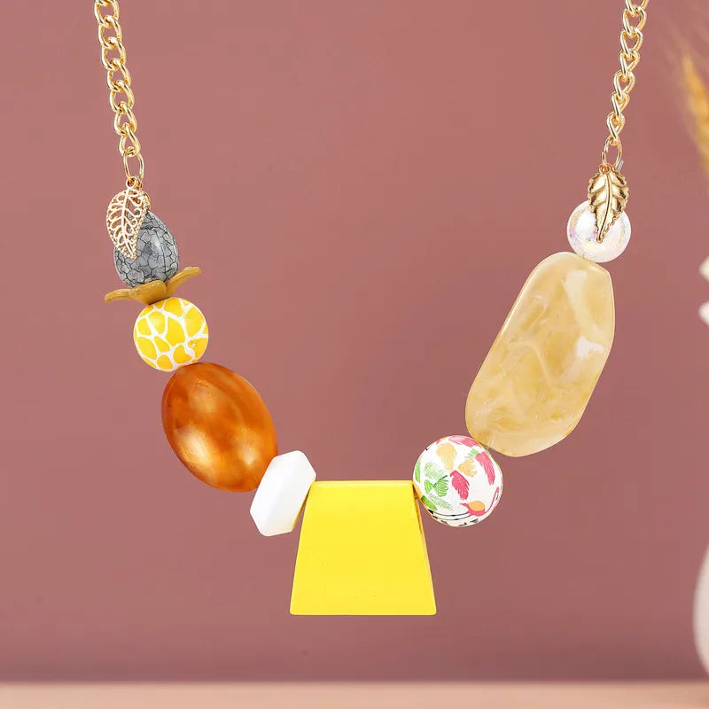 Women's Pendant Necklace Geometric Wooden Handmade Sweet Style