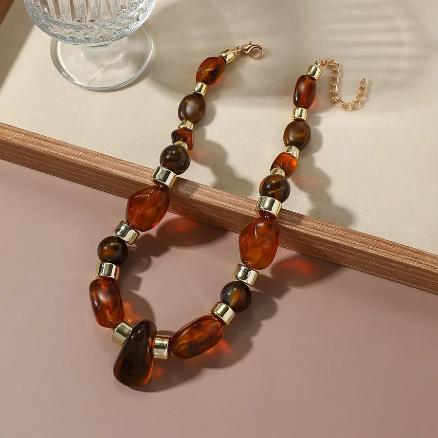 Unisex Beaded Necklace Multicolor Acrylic Geometric Design