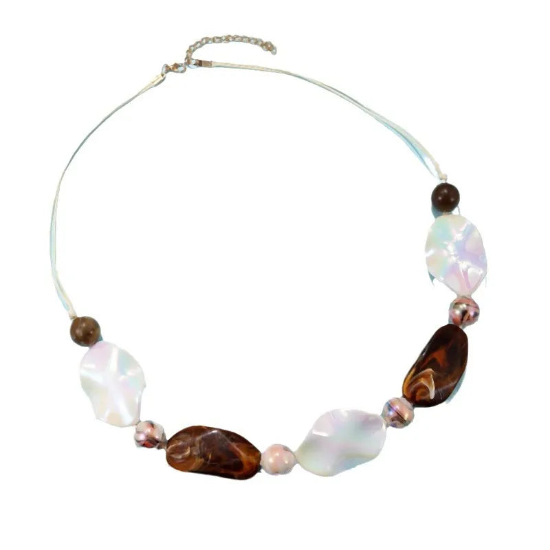 Women's Long Necklace Green Acrylic Geometric Pendant