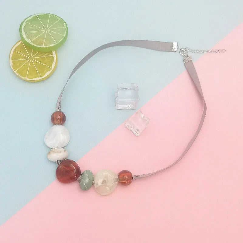 Women's Pendant Necklace Geometric Wooden Bead Acrylic