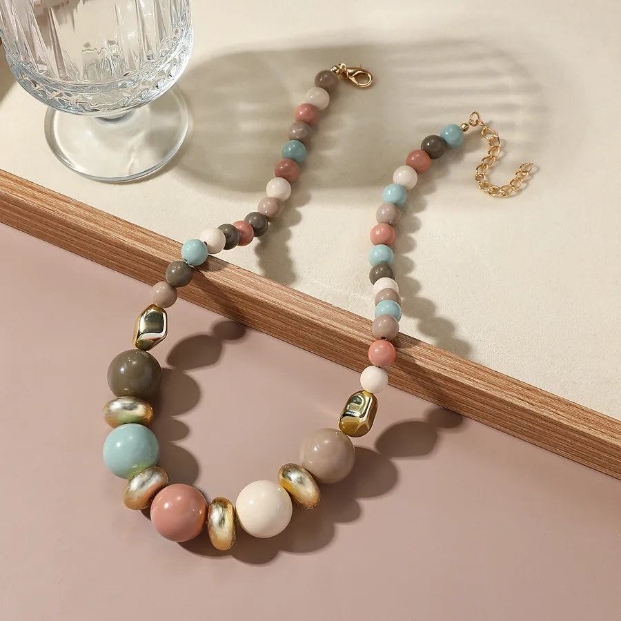 Women's Beaded Necklace Colorful Acrylic Geometric