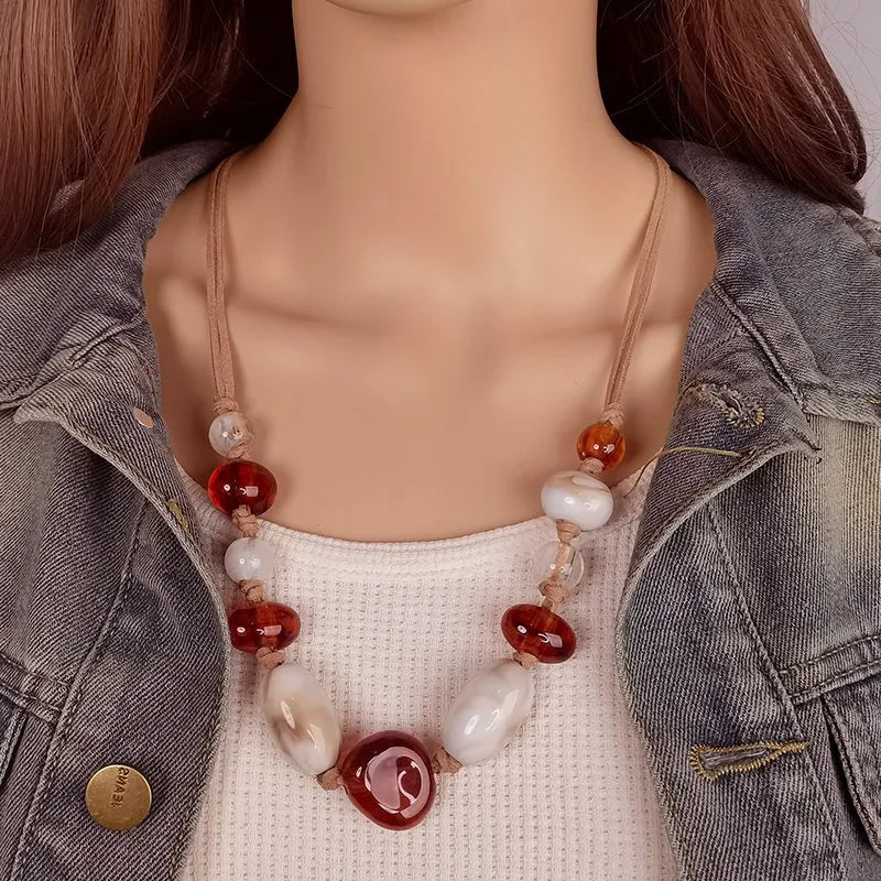 Women's Pendant Necklace Geometric Acrylic Handmade Fashion Jewelry