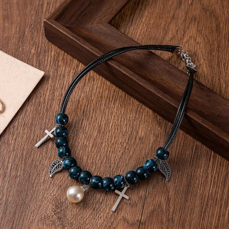 Women's Cross Necklace Geometric Acrylic Vintage Pendant