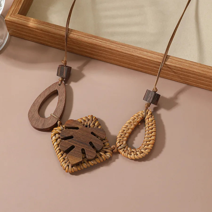 Women's Choker Necklace Geometric Wooden Beads Ethnic Style