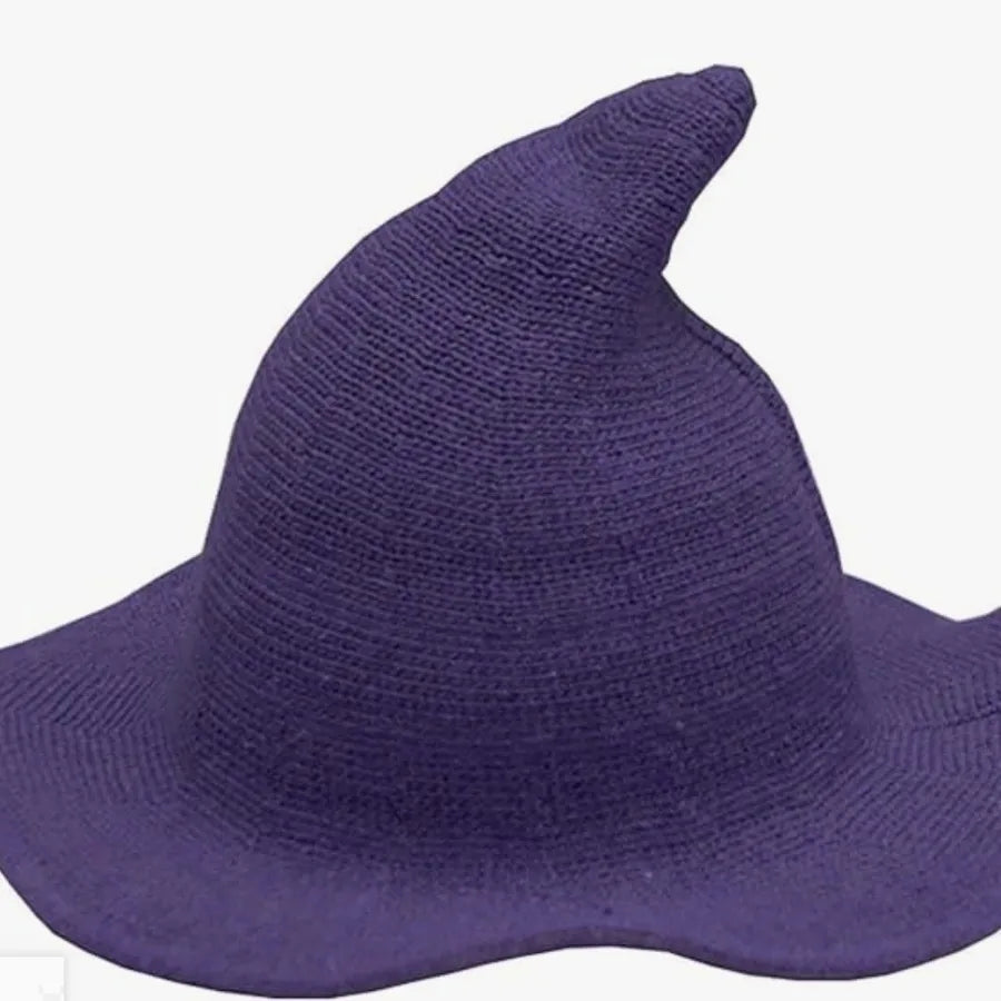 Women's Witch Hat Black Breathable Knitted Cotton Foldable for Halloween