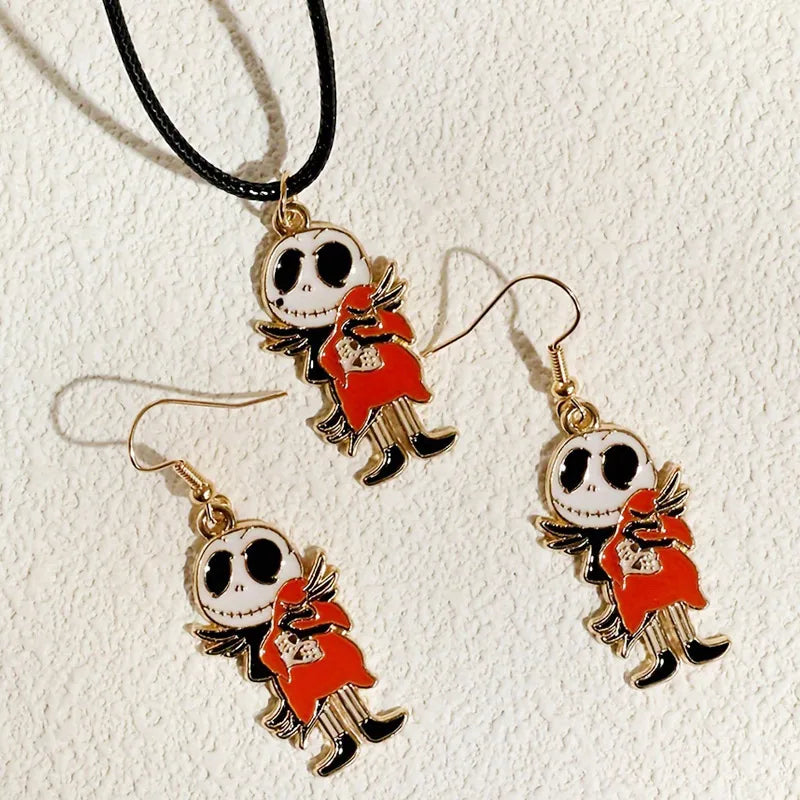 Women's Halloween Jewelry Set Skull Design Zinc Alloy Necklace and Earrings