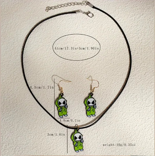 Women's Skull Earrings Set Black Alloy Halloween Jewelry