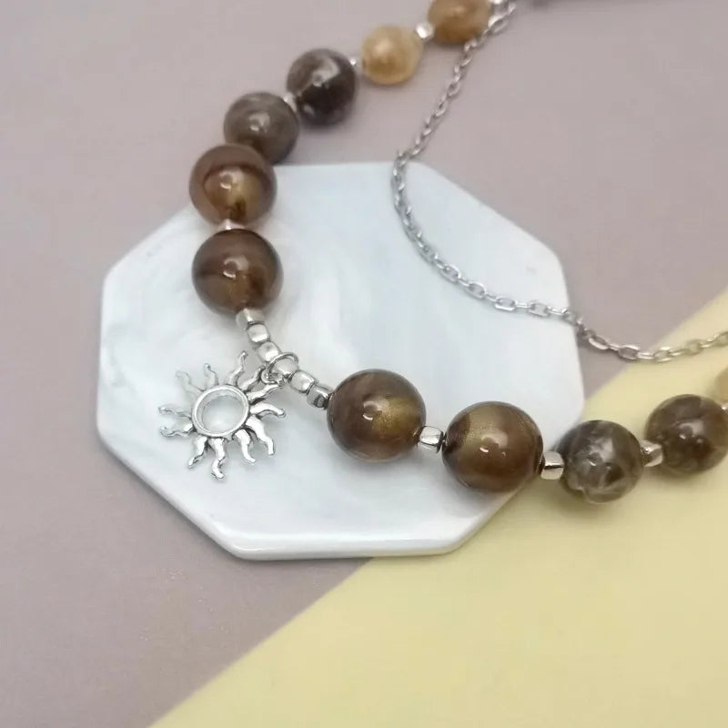 Women's Pendant Necklace Multi-Layer Acrylic Vintage Bohemian