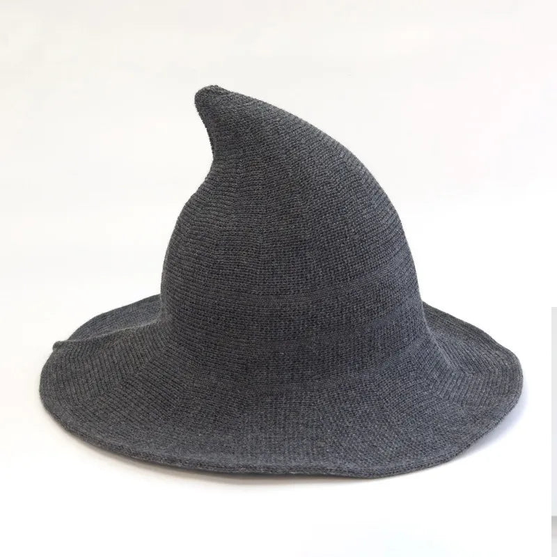 Women's Witch Hat Black Breathable Knitted Cotton Foldable for Halloween
