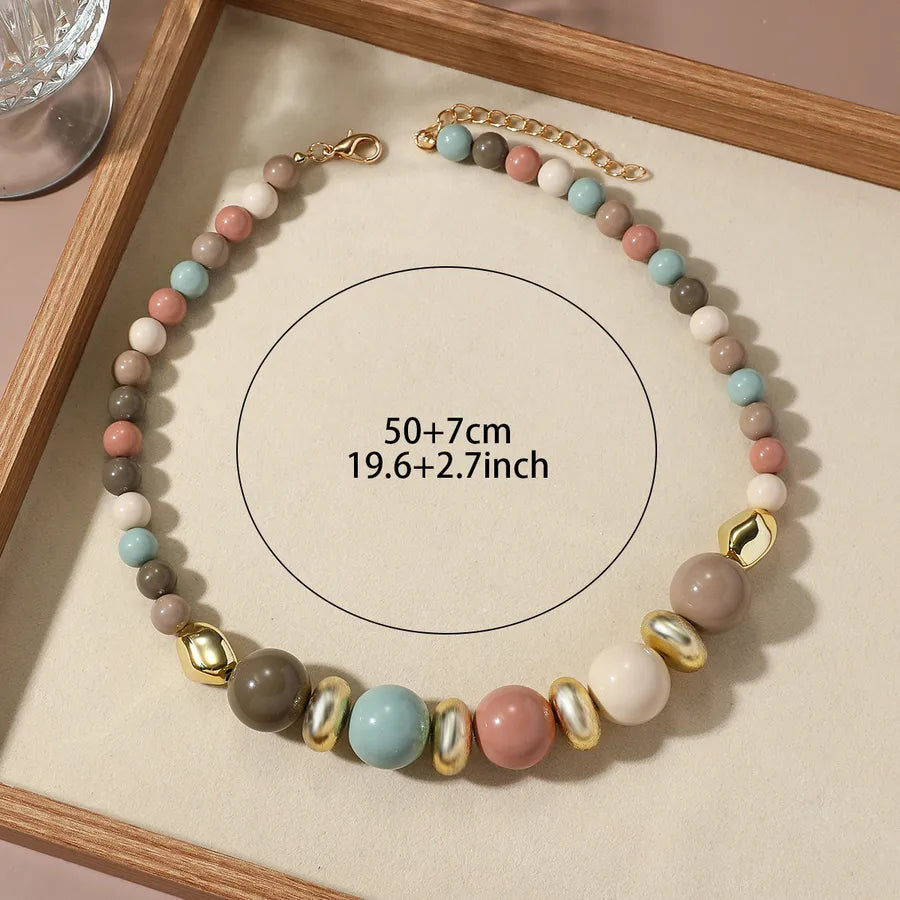 Women's Beaded Necklace Colorful Acrylic Geometric