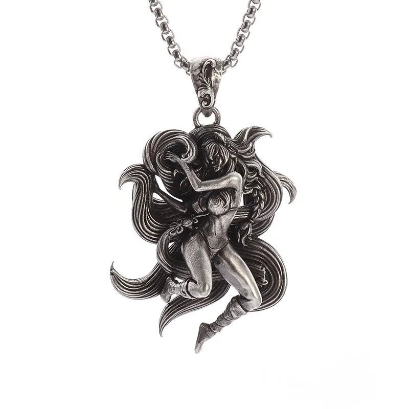 Unisex Retro Cartoon Character Necklace Silver Alloy