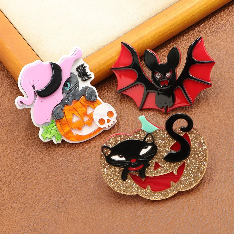 Women's Cat Brooch Pin Black Acrylic Animal Design