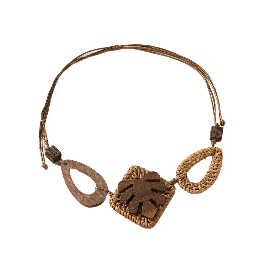 Women's Choker Necklace Geometric Wooden Beads Ethnic Style