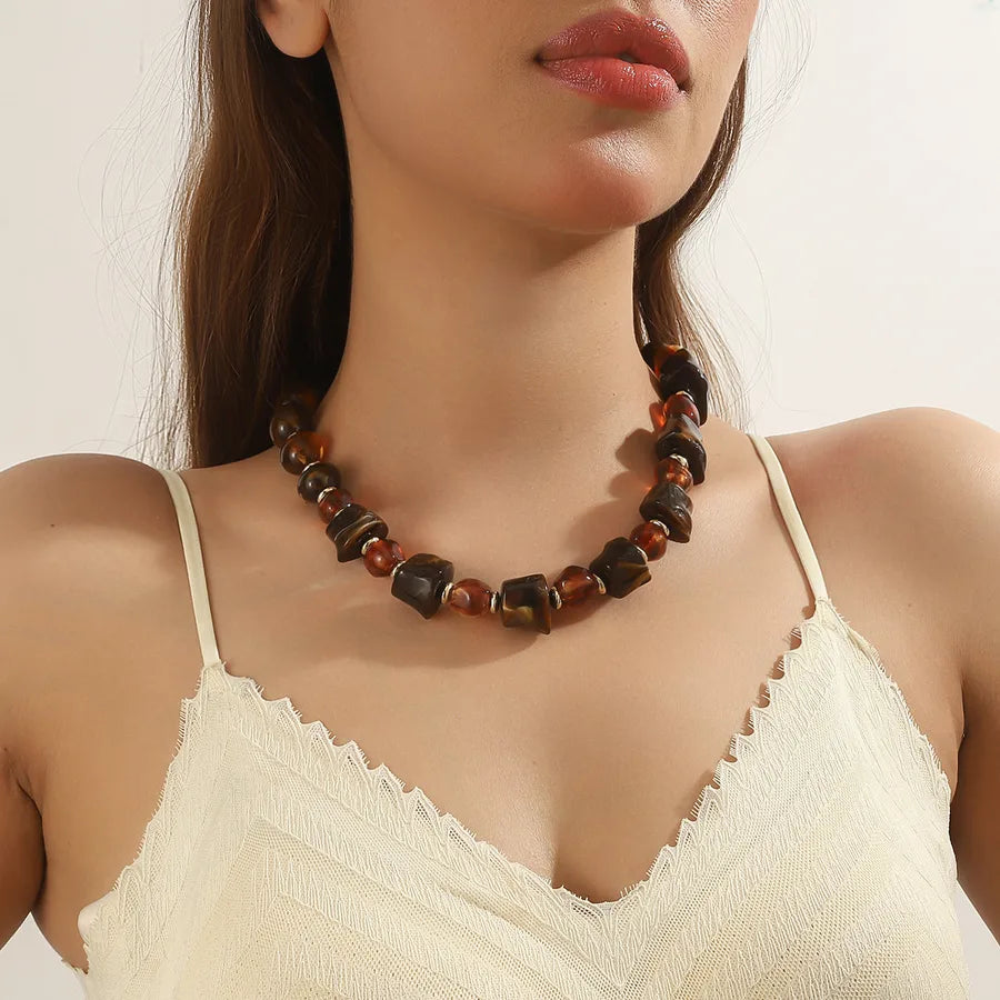 Women's Necklace Geometric Acrylic Beads Minimalist Style