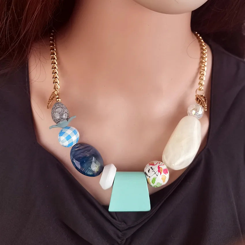 Women's Pendant Necklace Geometric Wooden Handmade Sweet Style