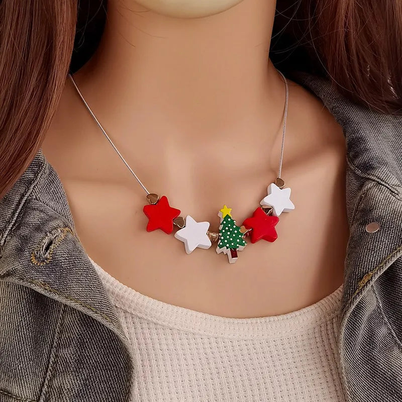 Women's Pendant Necklace Star Wood Clavicle Chain