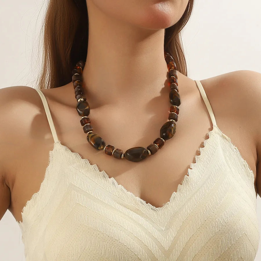 Women's Necklace Coffee Acrylic Geometric Minimalist Design