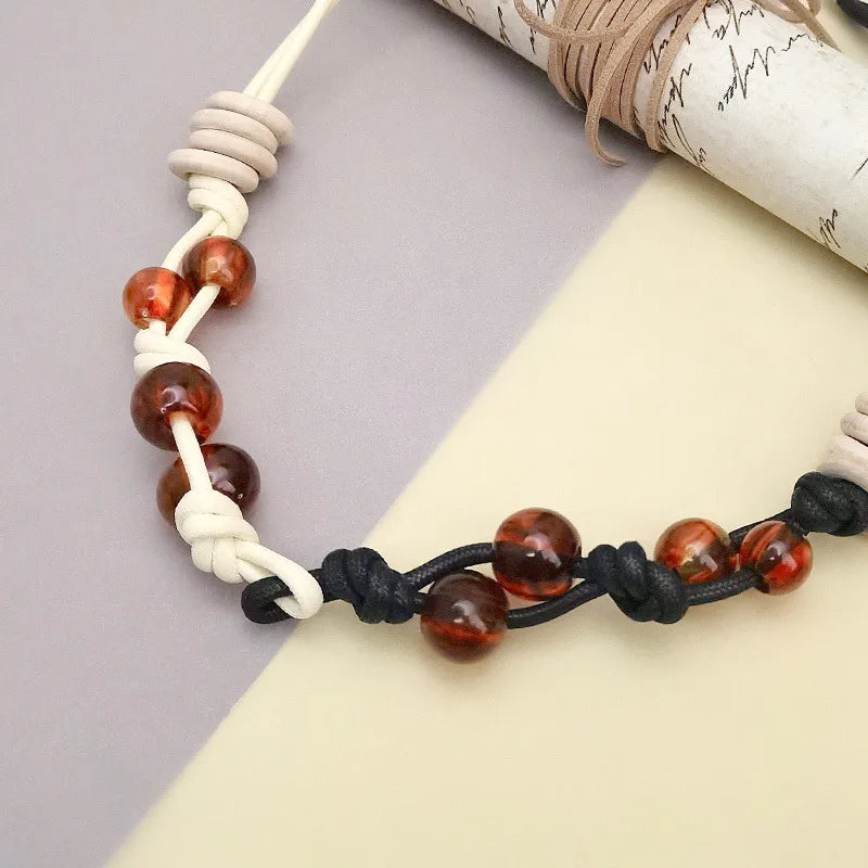 Women's Necklace Color-Block Geometric Wooden Acrylic Beads
