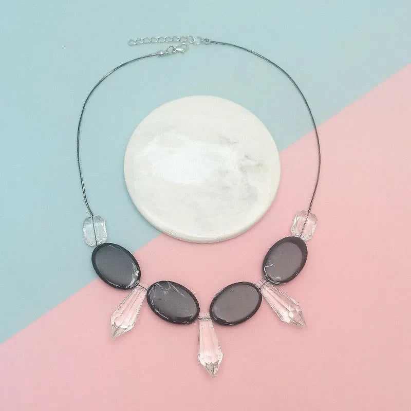 Women's Pendant Necklace Geometric Wooden Bead Acrylic