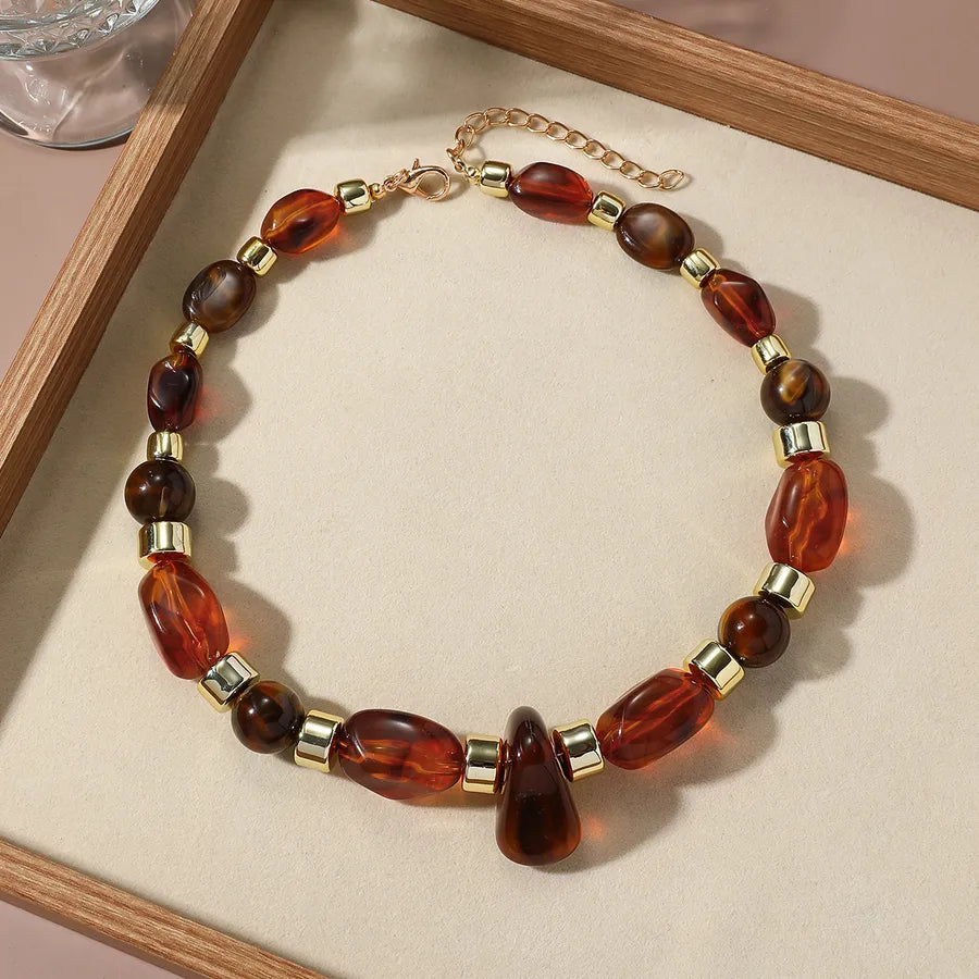 Unisex Beaded Necklace Multicolor Acrylic Geometric Design