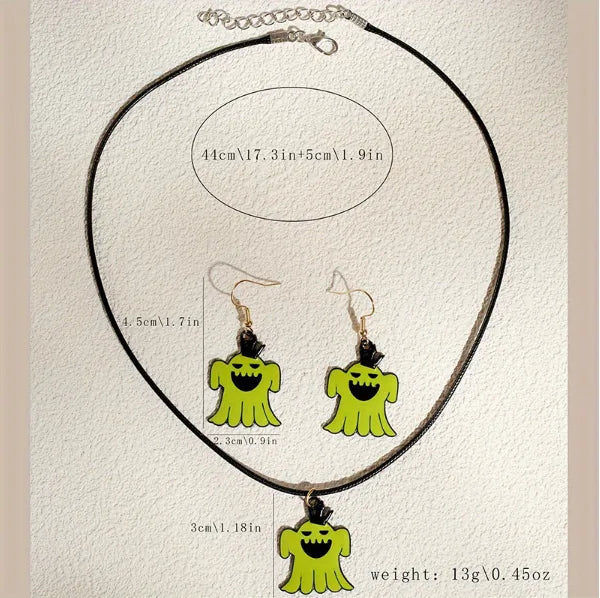 Women's Ghost Pendant Necklace and Earring Set Zinc Alloy