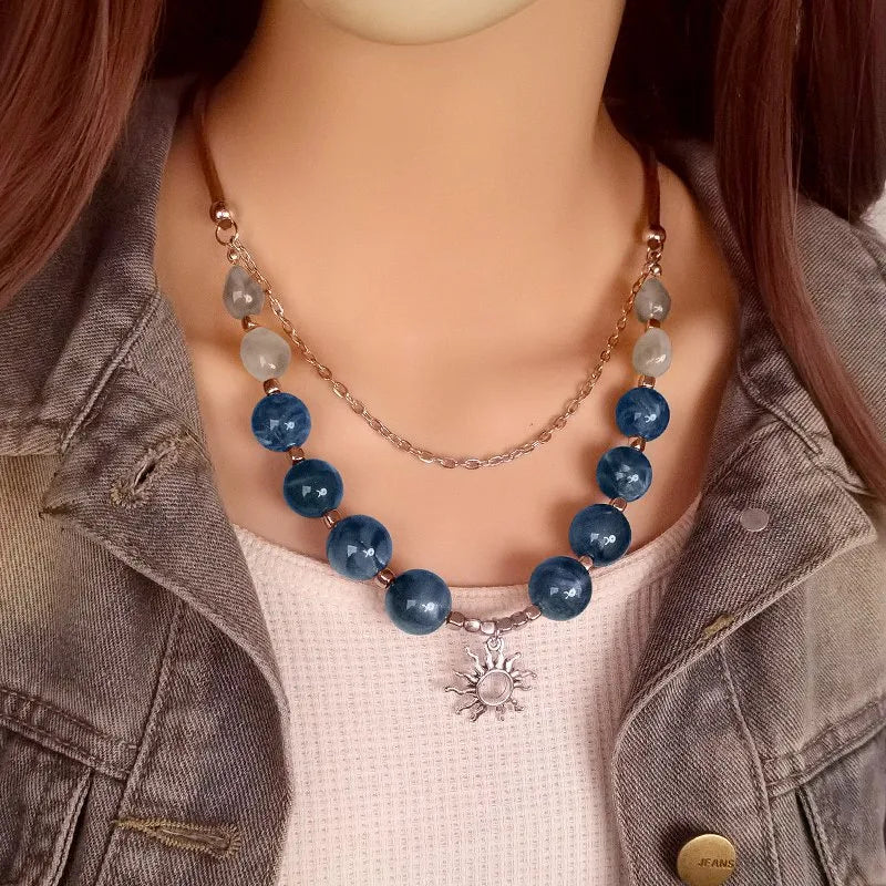 Women's Pendant Necklace Multi-Layer Acrylic Vintage Bohemian